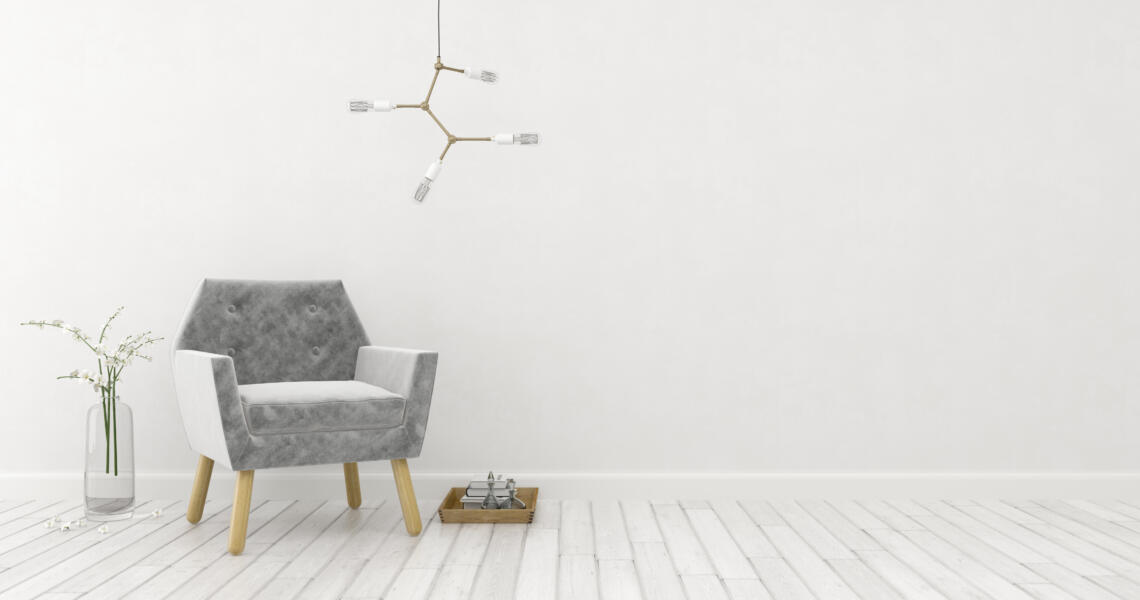 white interior design 3D rendering